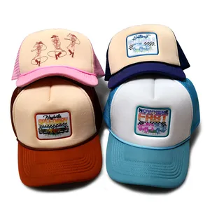 Caps Manufacturer Custom Logo Trucker Hat Mesh Back Breathable Sports Cap 5 Panel Foam Baseball Hats for Outdoor thumbnail-3