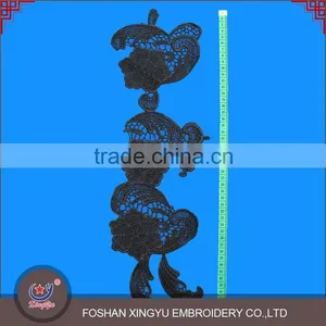 Hot Selling Personalize Stylish Fashion Black Embroidery Polyester Applique Crochet Neck Trim Patch for Decoration thumbnail-2
