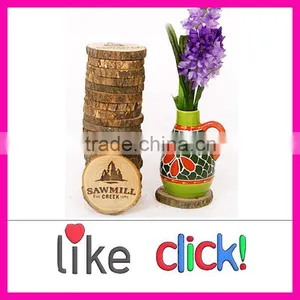 Wooden Coasters Wholesale With Bark, Drink Coasters With Logo thumbnail-1