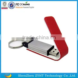 Wholesale Leather Usb Flash Drive With Keyring in Full Capacity With Engraved Cusotmer Logo thumbnail-1