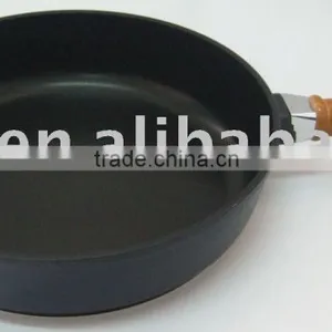 24cm Die Cast Aluminium Deep Fry Pan With Wooden Handle W/o Lid thumbnail-1