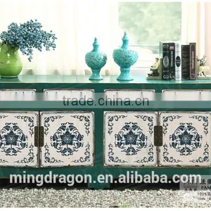 Antique Oriental Furniture-Tibetan Antique Painted Cabinet thumbnail-1