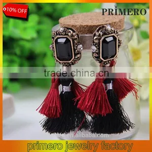 New Fashion Jewelry Hot Sale Crystal Vintage Tassel Statement Bib Earrings Factory Price thumbnail-1