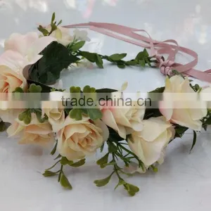 HL016 New Fashion Artificial Flowers Handmade Foam Head Wreath for Wedding Garland Bridal Headdress thumbnail-1