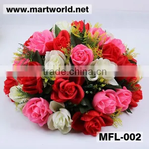 Wholesale Artificial Flower for Home,hotel,wedding Events&party; Silk,plastic Rose Bouquet Wedding Decoration(MFL-002) thumbnail-1