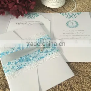 Pocket Fold Fancy Pur White Lace Wedding Invitation Card thumbnail-1