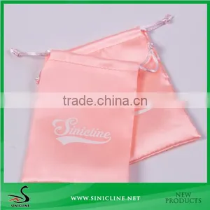 Sinicline Pink Color Satin Drawstring Pouch for Packing thumbnail-1