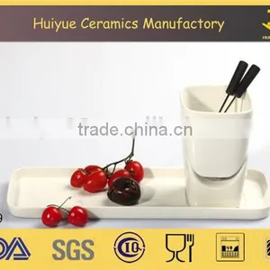 Ceramic Fondue Set, Chocolate Set With Plate thumbnail-1