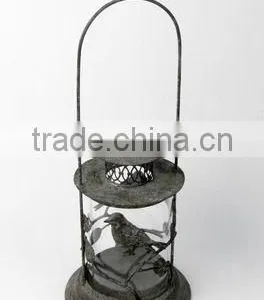 100232MC- Hanging Metal Candle Lantern W/finch Design thumbnail-1