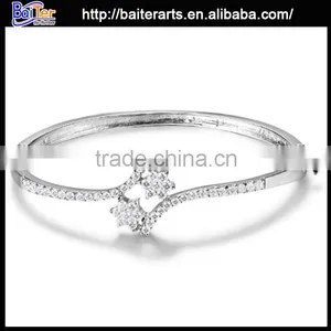 Fashion Solid 925 Sterling Silver Micro Pave Bangle Bracelet thumbnail-2