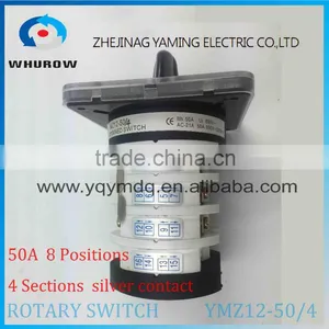 Rotary Switch YMZ12-50/4 Changeover Cam Combination Switch 4 Poles 14 Positions 14 Terminals 50A Ui 690V Sliver Point Contacts thumbnail-3