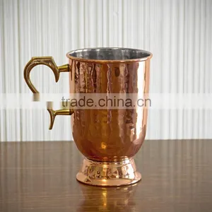 Hammered Copper Metal Tableware Beer Mug, Antique Copper Moscow Mug ,Copper Mug For Vodka , Moscow Mule Mug 16oz for Bar thumbnail-1