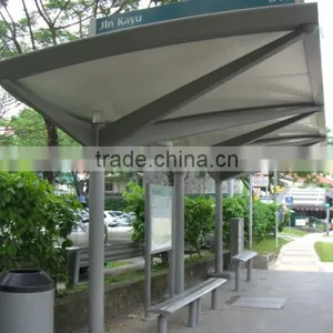 High Quality Stainless Steel Bus Stop Shelter in Good Design With Waiting Bench thumbnail-1