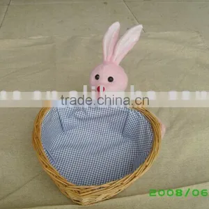JM7393 Wicker Basket With Plush Toys for Easter thumbnail-1