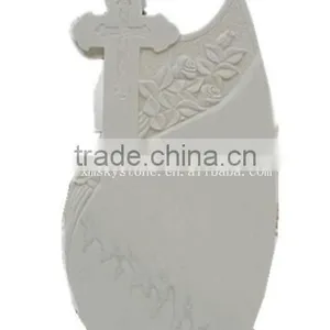 Cross White Marble Headstone thumbnail-1