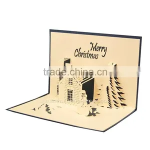 3D Handmade Greeting Card Christmas Castle Card Creative Hot Holiday Greeting Cards thumbnail-5