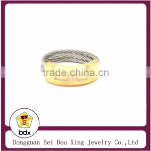 18k Gold Plated Charm With Twisted Wire Fashion Rings Design for Man thumbnail-1