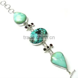 Indian Silver Bracelet, Tibetan Turquoise Bracelet, Fashion Bracelet thumbnail-1