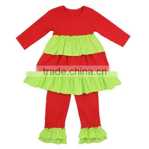 Newborn Baby Christmas Outfits Christmas Ruffle Dress Outfit Baby Clothes Santa thumbnail-1