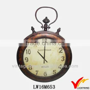 Round Home Goods Vintage Rustic Metal Wall Clock thumbnail-1