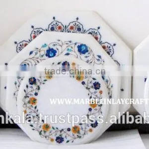 White Marble Inlay Table Top Manufacturers Inlay Table thumbnail-1