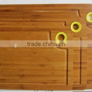 Display Groove Serving Water Juice Bamboo Wooden Cutting Board Set With Round Color Silicone Circle thumbnail-1