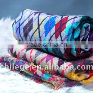 Fashion Wool Scarf/ladies' Wool Checked Scarf thumbnail-1