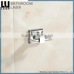 Simple Fancy Design Zinc Alloy Chrome Finishing Bathroom Sanitary Items Wall Mounted Double Robe Hook thumbnail-3