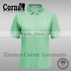100% Polyester Original Pique Fabric Short Sleeves Green Female Outdoor Sport Blank Polo t Shirt thumbnail-1
