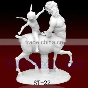 Centaur Chiron Teased by Eros Cupid Marble Statue thumbnail-1