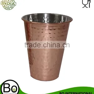 Stainless Steel Copper Plated Pint Glass Hammered Tumbler thumbnail-1