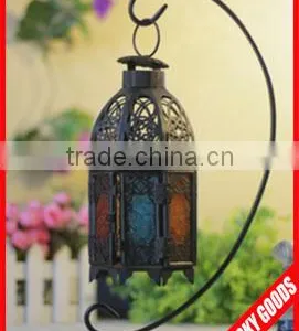 Vintage Embossed Glass Moroccan Metal Candle Lanterns for Decoration thumbnail-1