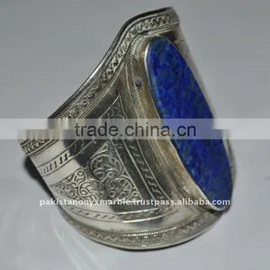 Lapis Lazuli Afghan Silver Bracelet thumbnail-1