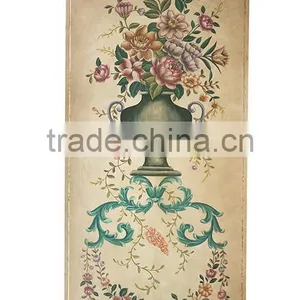 Luxury Floral Painted Wooden Hanging Picture, A Pair Of Decorative Wall Picture, Classical Drawing Hanging Wall Art thumbnail-1