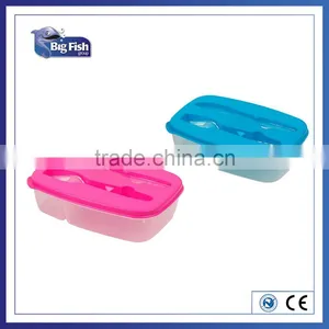 Plastic Lunch Box With Knife and Fork Box Food Container thumbnail-1
