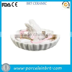Ceramic Beautiful Wing Design Thicken White Jewelry Holder thumbnail-1
