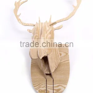 Indoor Wall Mounted Wooden Deer Head Decoration thumbnail-2