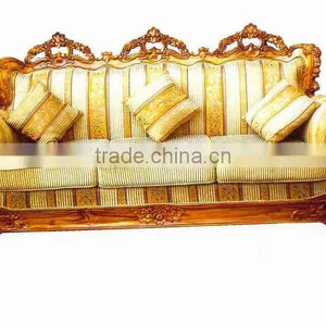 Soild Wood Carved Sofa, Solid Wood Sofa, Wood Frame Sofa, Indian Carved Sofa thumbnail-1