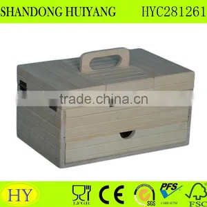 Custom FSC Pine Wood Unfinished Folding Sewing Box Wholesale thumbnail-1