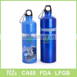 FDA LFGB 750ml Aluminium Water Bottle With Carabiner and Loop Lid thumbnail-1