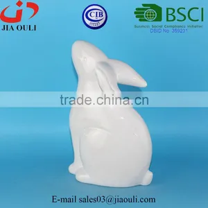 BSCI Audit Factory EASTER Bunny Glazed White Ceramic Rabbit, Decorative Easter Rabbit Figurines thumbnail-4