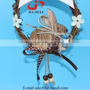 Hot Sales Easter Decorations With Wood Rabbit Easter Wreath Hanger thumbnail-3