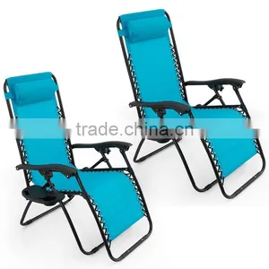 2 Pack Patio Pool Sky Blue Adjustable Folding Anti Gravity Lounge Chair thumbnail-1