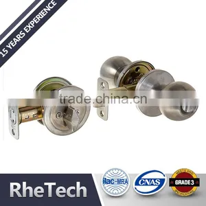 Stainless Steel Single Deadbolt Lock Keyed Alike Security Entry Round Knob Door Lock thumbnail-2