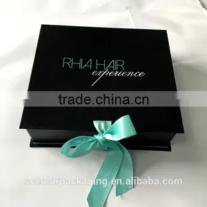 Beautiful Ribbon Gift Foldable Box Customer Design For Luxury Hair Extension Bundles thumbnail-2