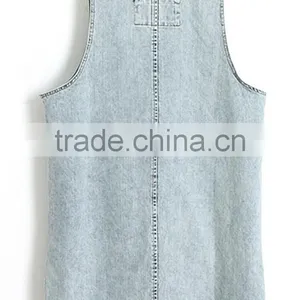 2015 Summer Sleeveless Women's Clothing Garment Apparel Direct Factory OEM/ODM Manufacturing Modern Design Blouse in Jean thumbnail-2