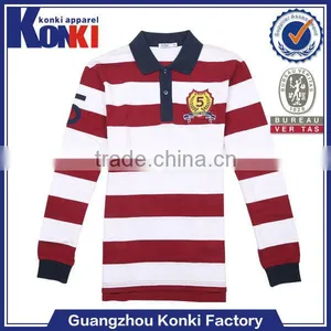 Stripe Wholesale Mens Long Sleeve Polo Shirt thumbnail-1