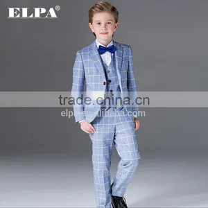 ELPA Designer Kids Clothes 3 Piece Wholesale Check Gray Boys Suits thumbnail-2