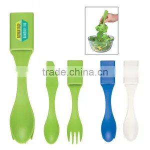 4-In-1 Biggie Utensil Set - Set Doubles as Tongs, Simply Turn Spoon/knife Around and Slide Into Fork Handle thumbnail-1