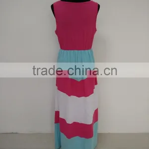 2017 Summer Family Matching Outfits Fashion Striped Mother Daughter Dresses Mommy And Me Ankle-Length Family Casual Clothing thumbnail-4